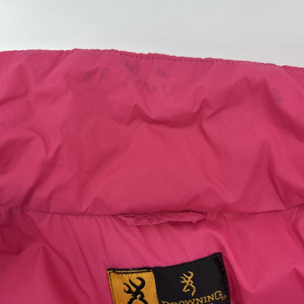 Browning Puffer Jacket Coat Women's Large Pink Gray Quilted Wind Water Resistant - Picture 12 of 12